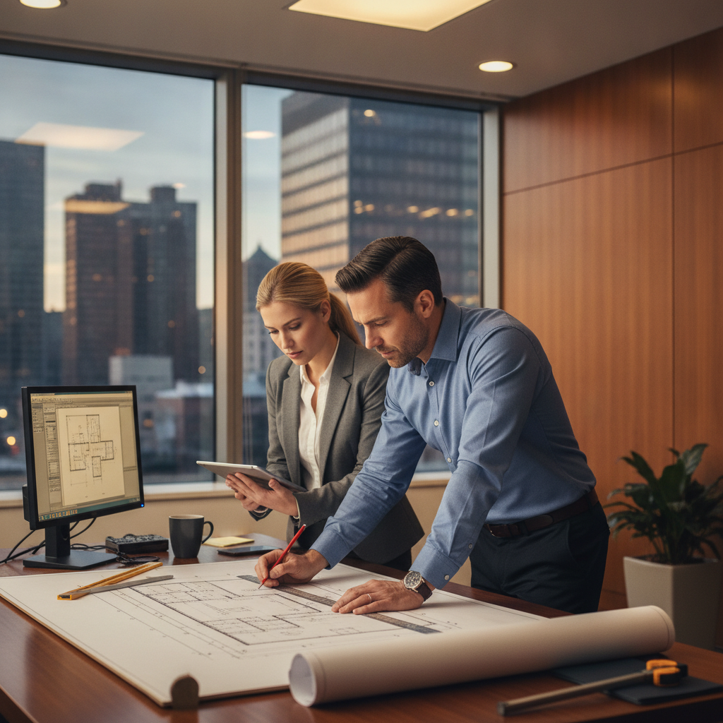 Drafter reviewing technical drawings professional liability